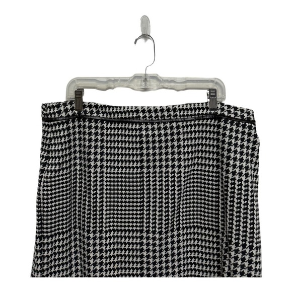 Talbots Pencil Womens Black/White Houndstooth Plaid Cotton Skirt Size 16 Preppy - Picture 2 of 6